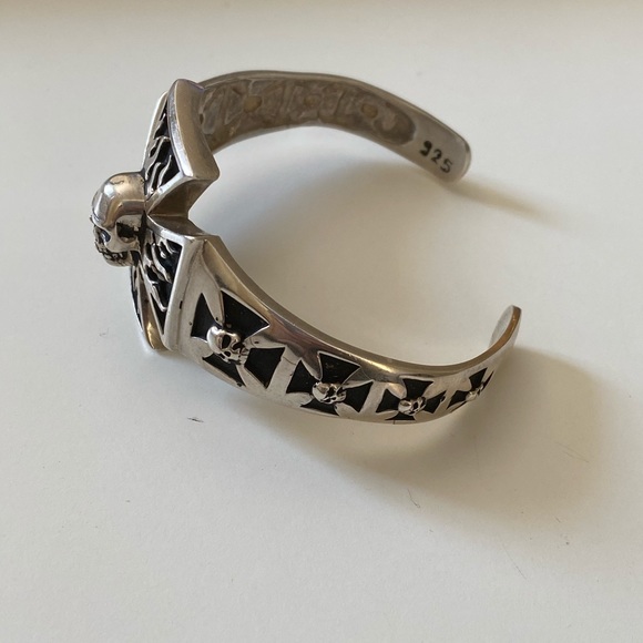 925 Silver bangle skull bracelet skulls 925 sterling - Picture 6 of 8